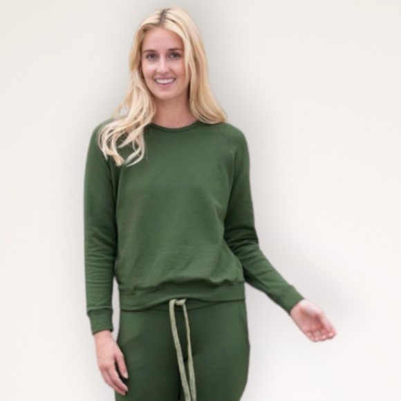 Softwear Tops - SOFTWEAR PULLOVER BUTTERY SOFT SWEATSHIRT, OLIVE S